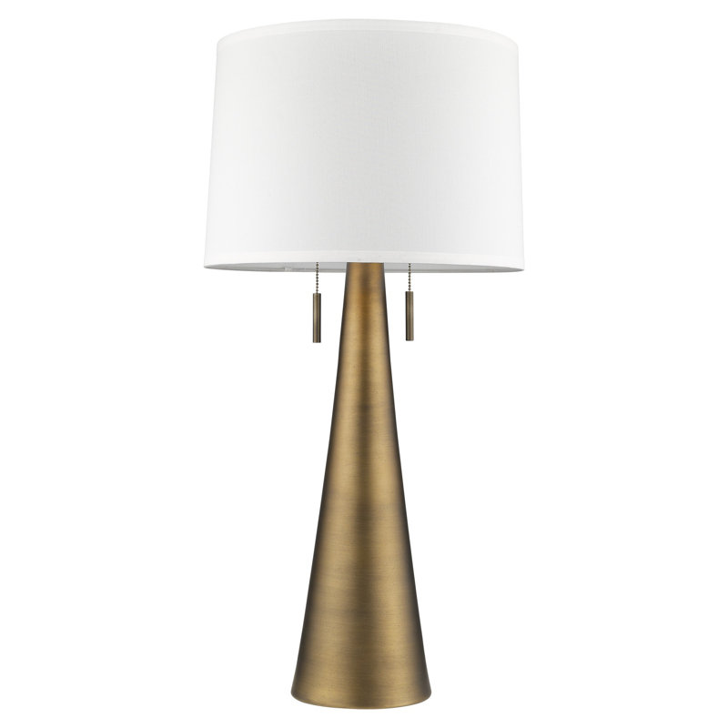 Dover Gilded Metal Outdoor Table Lamp with Linen Shade