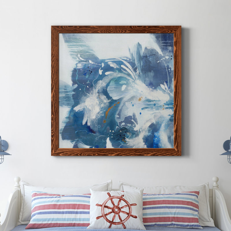 Toile encadrée de velours bleu de qualité supérieure - prête à être accrochée, H 35,5 po x l 35,5 po x P 1,5 po