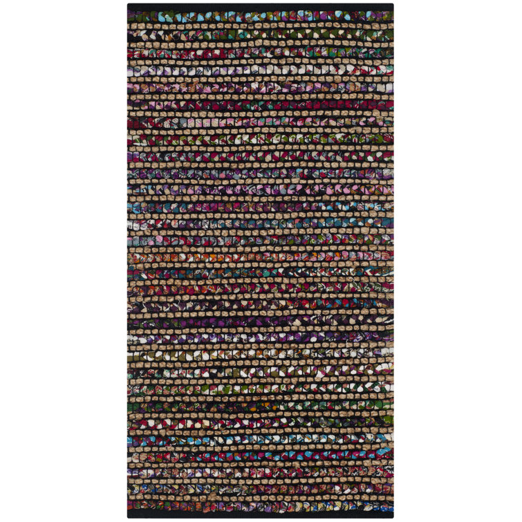 Abhay Cod Hand Woven Cotton/Jute Rug in Brown/Purple/Black