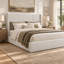Lit coffre relevable rembourré, blanc, Queen-1072081878-1072081879