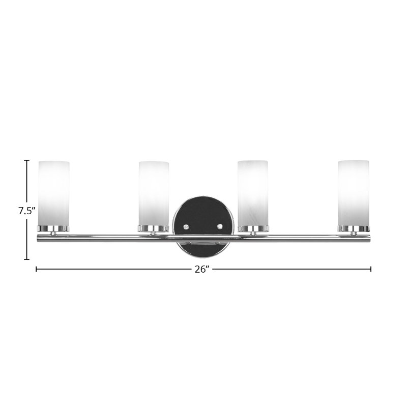 Annalucia 4 Light Bath Bar Shown With 2.5” White Marble Glass, Chrome