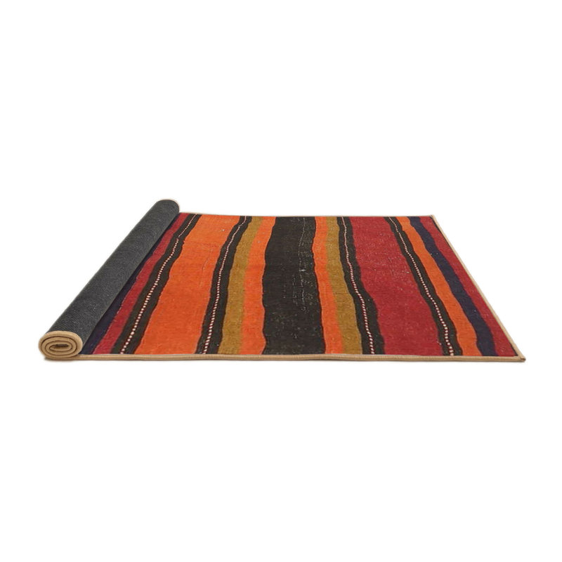 Tapis orange/rouge/noir contemporain, Rond 3 pi