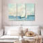 "Voiliers au lever du soleil" 3 pièces sur toile-98562256