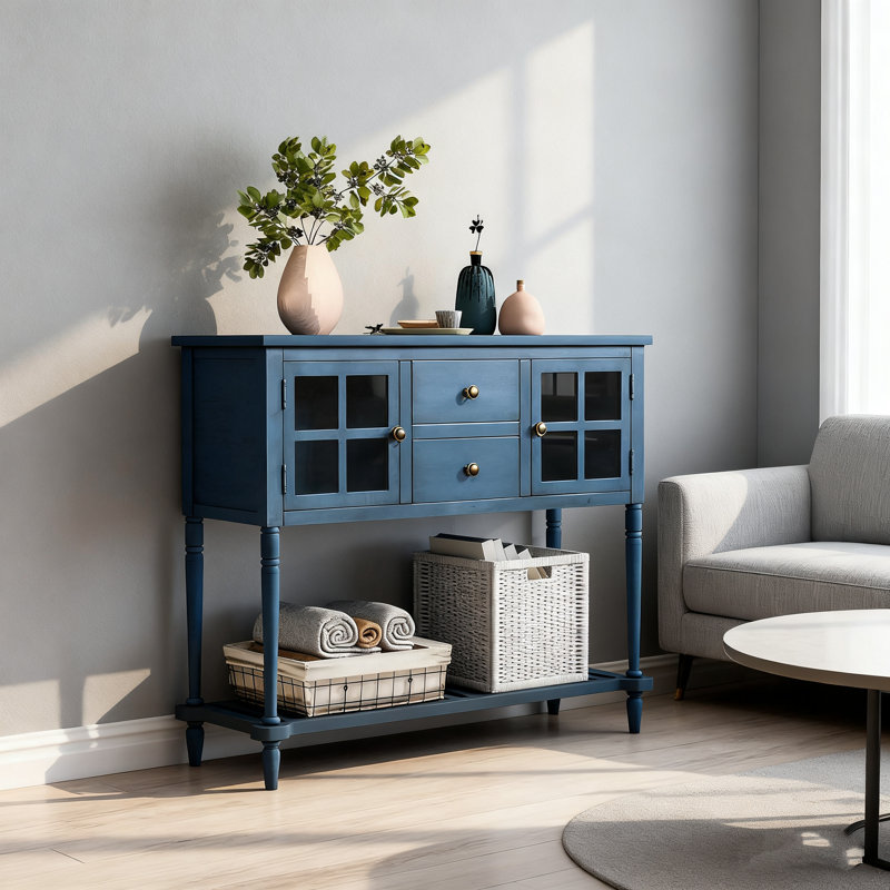 Buffet Barkell, table de buffet, armoire de salle à manger, crédence de bureau avec tablette inférieure et 2 tiroirs