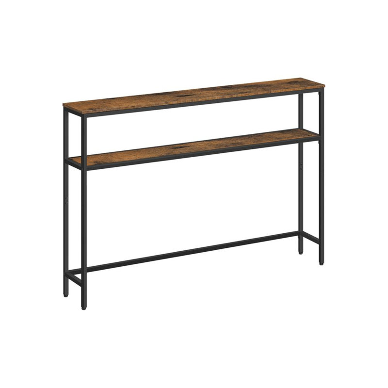 Angellee 120cm Industrial Slim Console Table With 2 Shelves