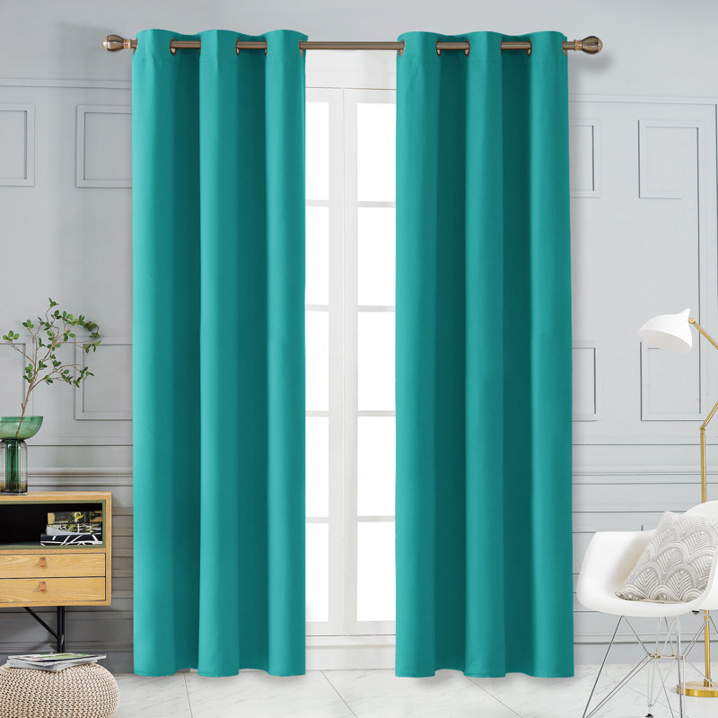 Lompoc Room Darkening Grommet Curtain Panels, 42" W x 95" L, Turquoise