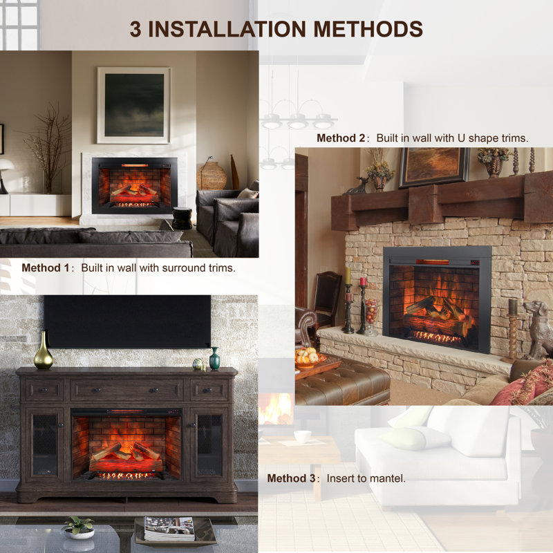 33 Inch Infrared Electric Fireplace With Removable Trim Kit Insert, Touch Panel Home Decor Heater, Smokeless Firebox With Fire Crackling Sound