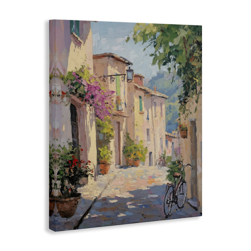 Toile pavée, architecture de la ville, design par Nini Art, H 20 po x l 16 po
