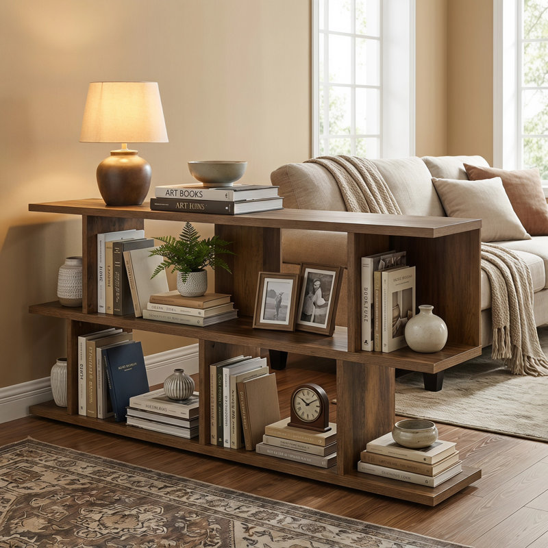 Bibliothèque standard de 70,9 po de largeur avec tablettes de rangement ouvertes