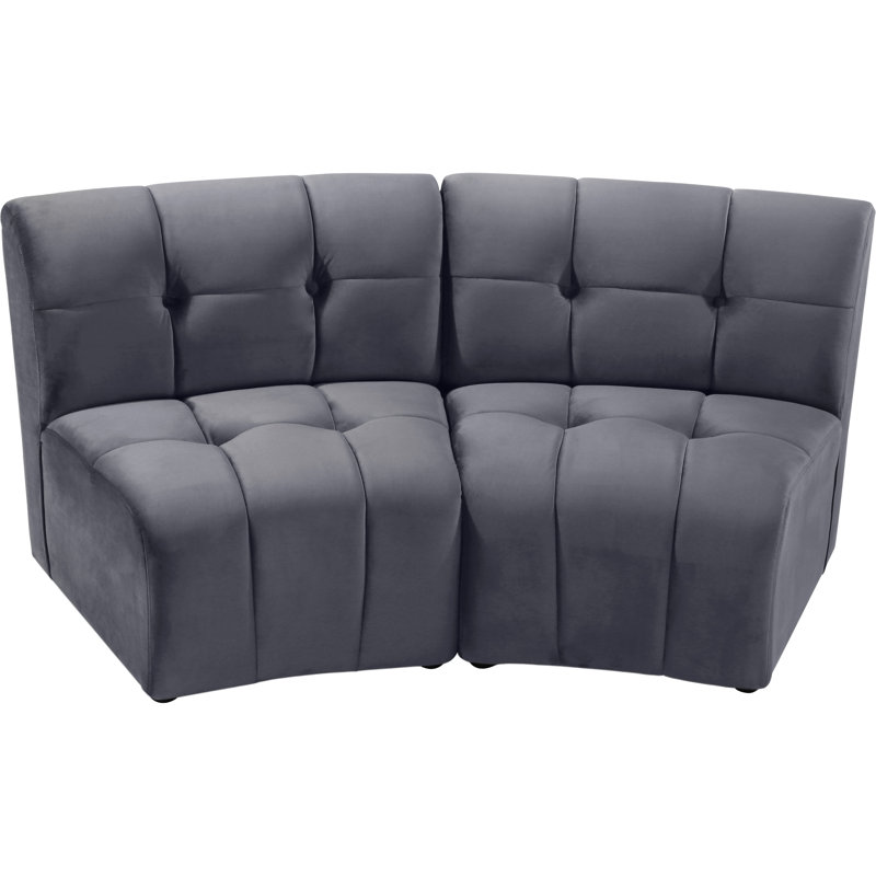 Jedson Velvet Sectional Symmetrical, Grey Velvet