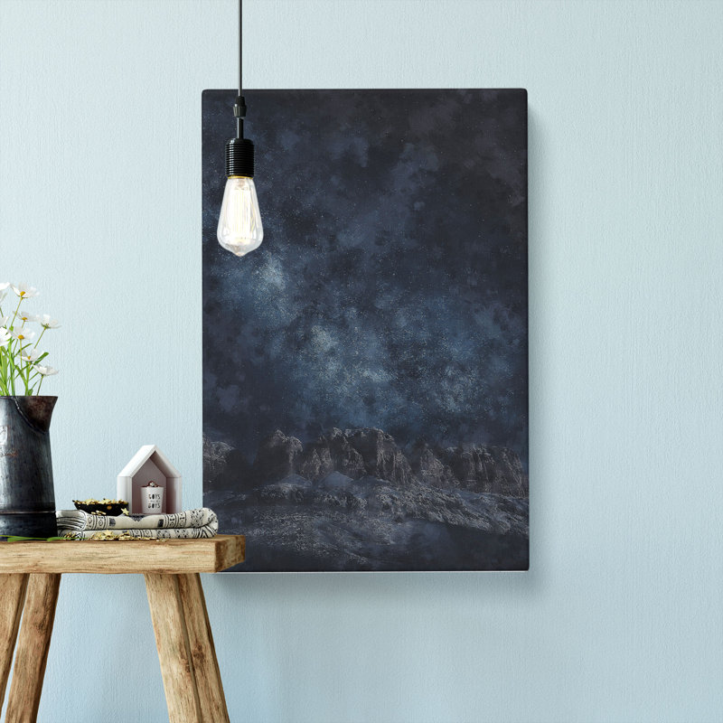 Stars Above The Mountains Abstract - Wrapped Canvas Print, 60cm H x 40cm W x 3cm D