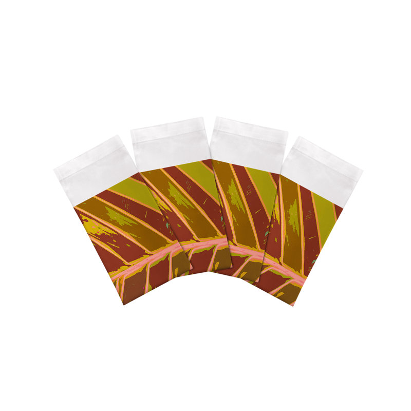 Tropical Leaf Cotton Sateen Dinner Napkins, Crimson