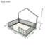 Lit double surélevé avec rails surélevés et structure simple de style maison, en bois gris pour des nuits de détente, sommeil paisible-130082265-130082267