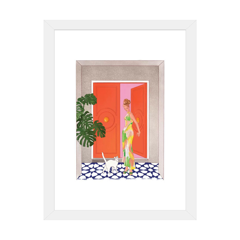 " Red Door " by Rose Morrison, White Paper Framed, 32" H x 24" W x 1" D