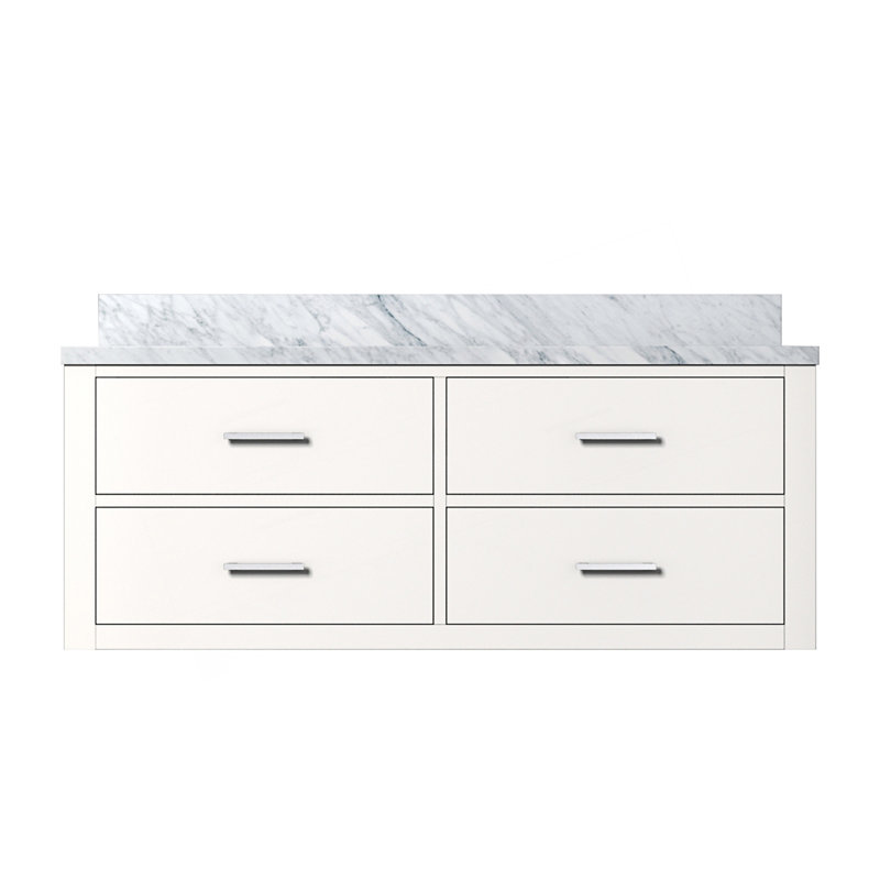 Design moderne 48 po X P 22 po D Meuble-lavabo simple avec comptoir en marbre de Carrare, Blanc