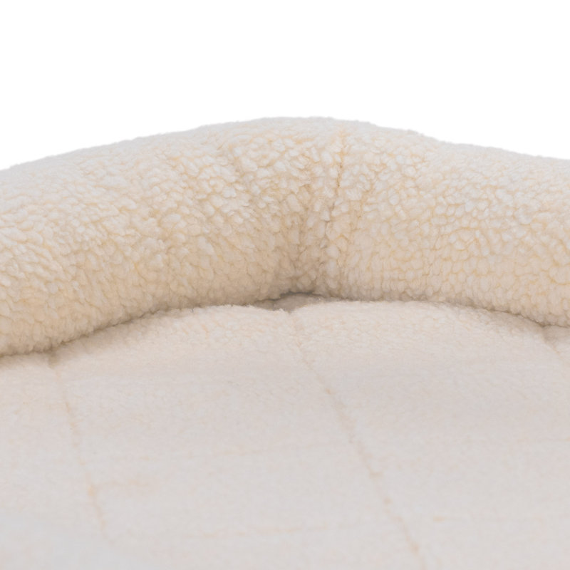 Cream Faux Lambswool Bolster Crate Pet Bed, Large