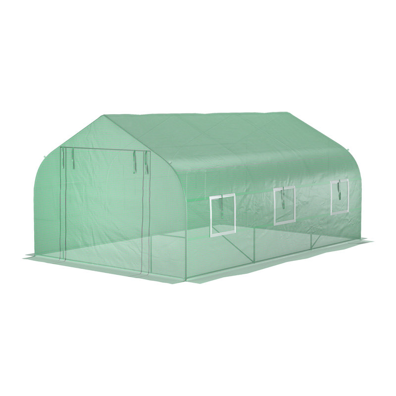 Outsunny 11.5' X 10' X 7' Walk-In Greenhouse, Tunnel Green House With Zippered Mesh Door And 6 Mesh Windows, Gardening Plant Hot House With Galvanized Steel Frame, Green