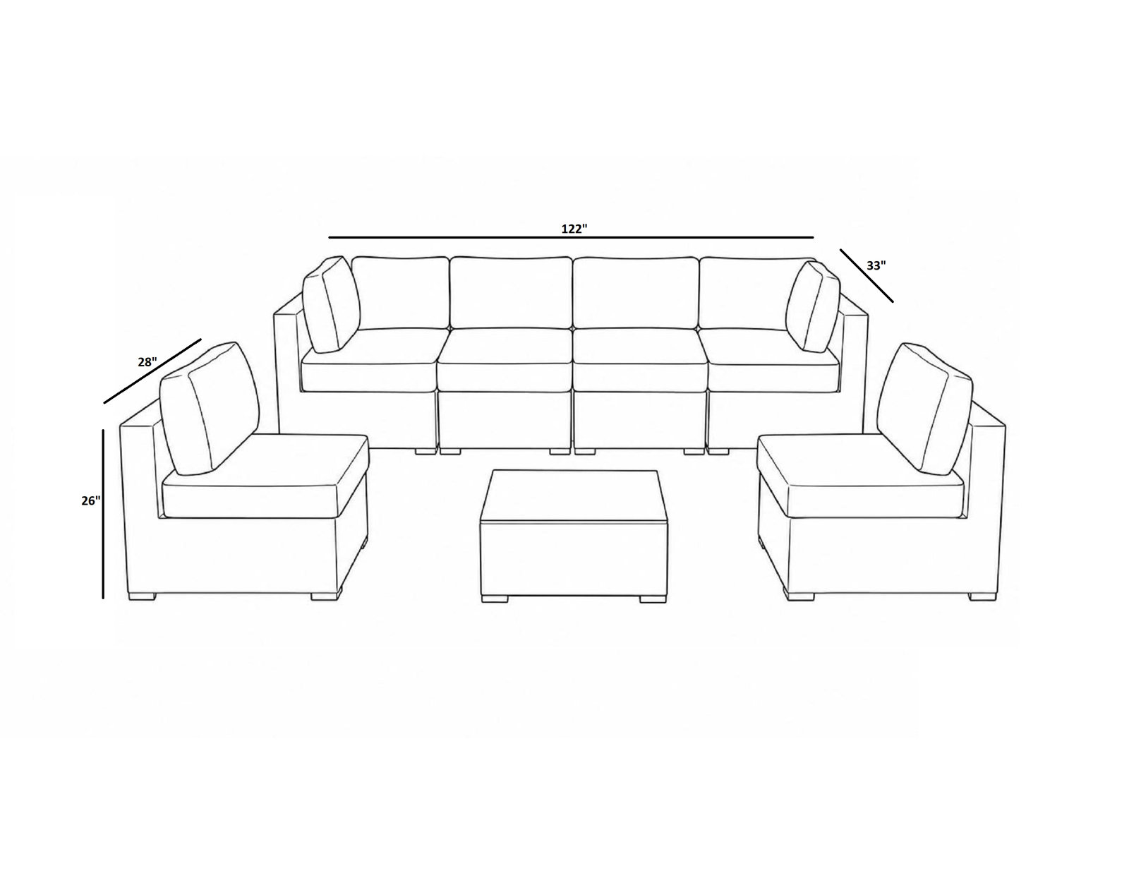 Tonioni 6-Person Sunbrella® Patio Seating Group, Heather Beige Sunbrella®