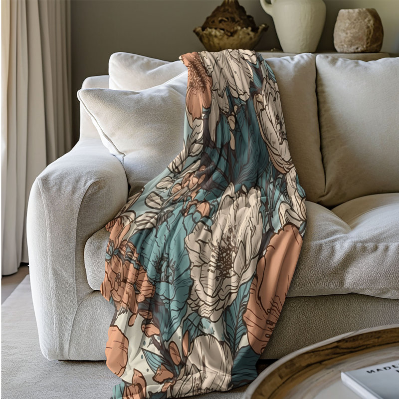 Groovy Floral Fantasy - Couverture Sherpa de qualité supérieure 1 pièce, Grand lit