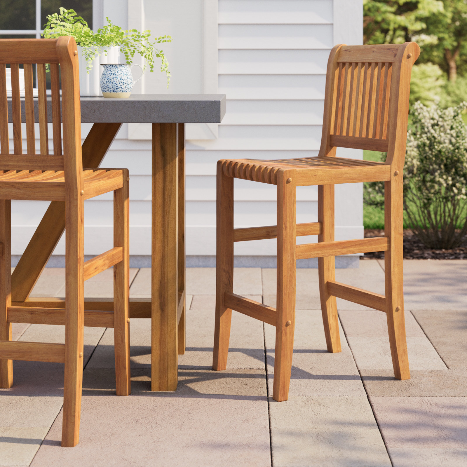 Brosky Teak Outdoor Bar Stool
