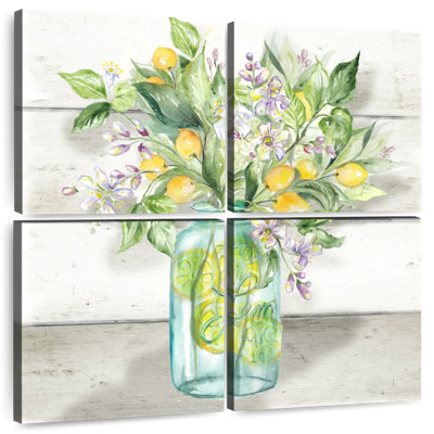 Yarlin, aquarelle, citrons, pot Mason, Shiplap