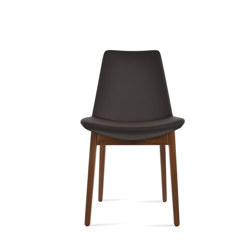 Chaise de salle à manger en bois Eiffel, Noyer, Similicuir brun