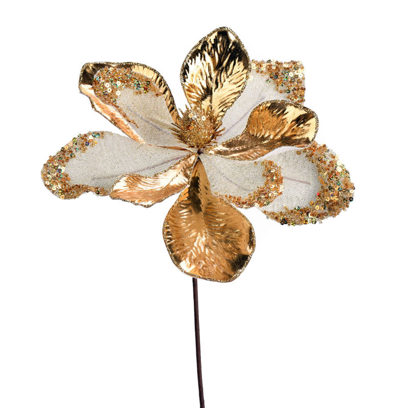 Vaporisateur de Noël 11 po Magnolia, 11" H x 11.8" W x 22.8" D, Or rose