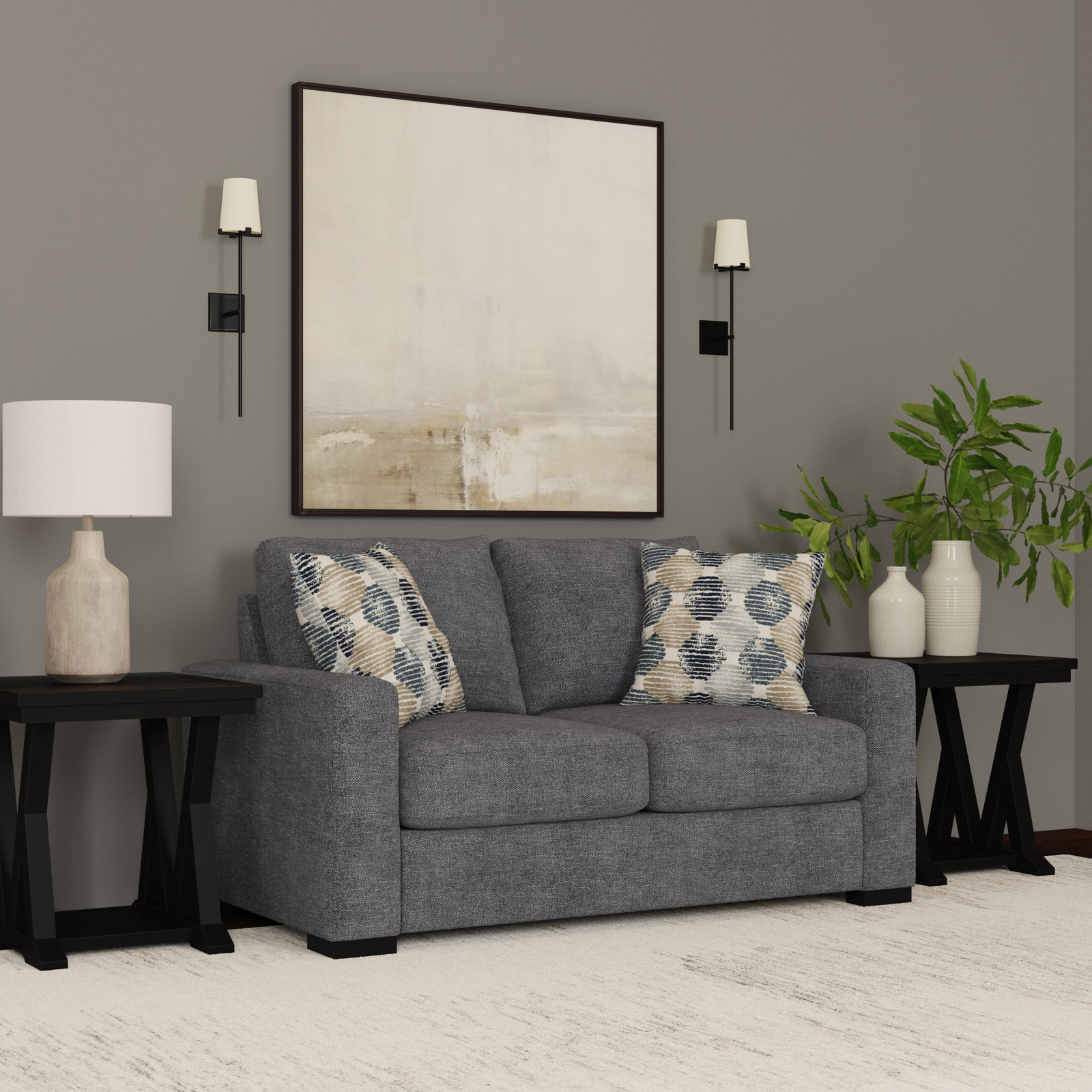 Q5801-20-126-42 65" Loveseat, Blue