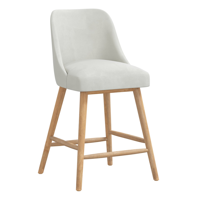 Lozelle Counter & Bar Stool, Counter Stool (27” Seat Height), Cross Hatch Tile Cobalt, Bella Light Grey Performance Velvet