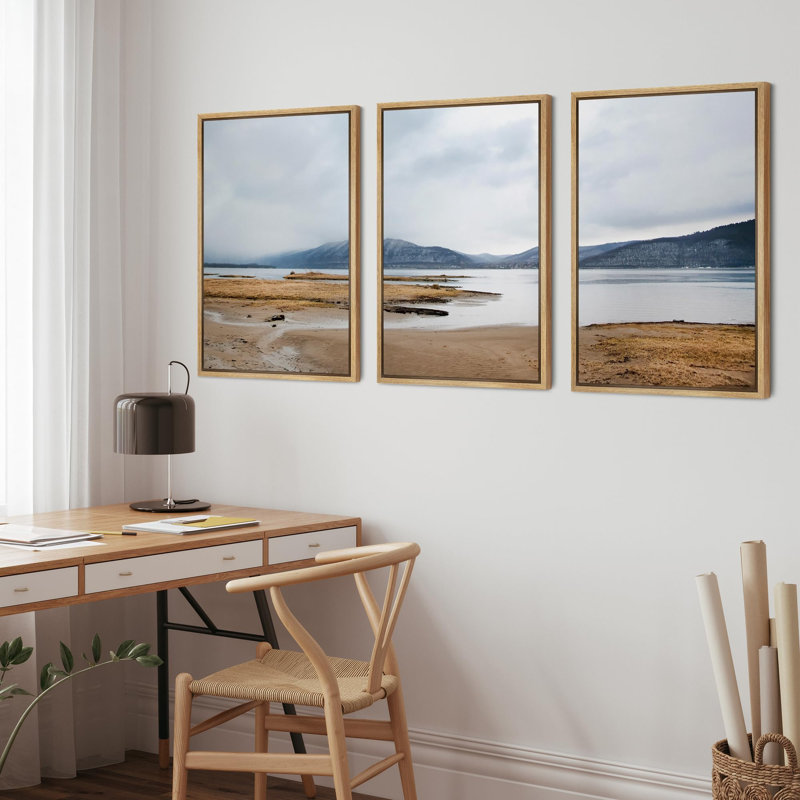 "Serene Lake and Mountains Tranquil Waters Photographie Scenic Realism Decor Contemporary Rustic" 3 - Pièces, Naturel