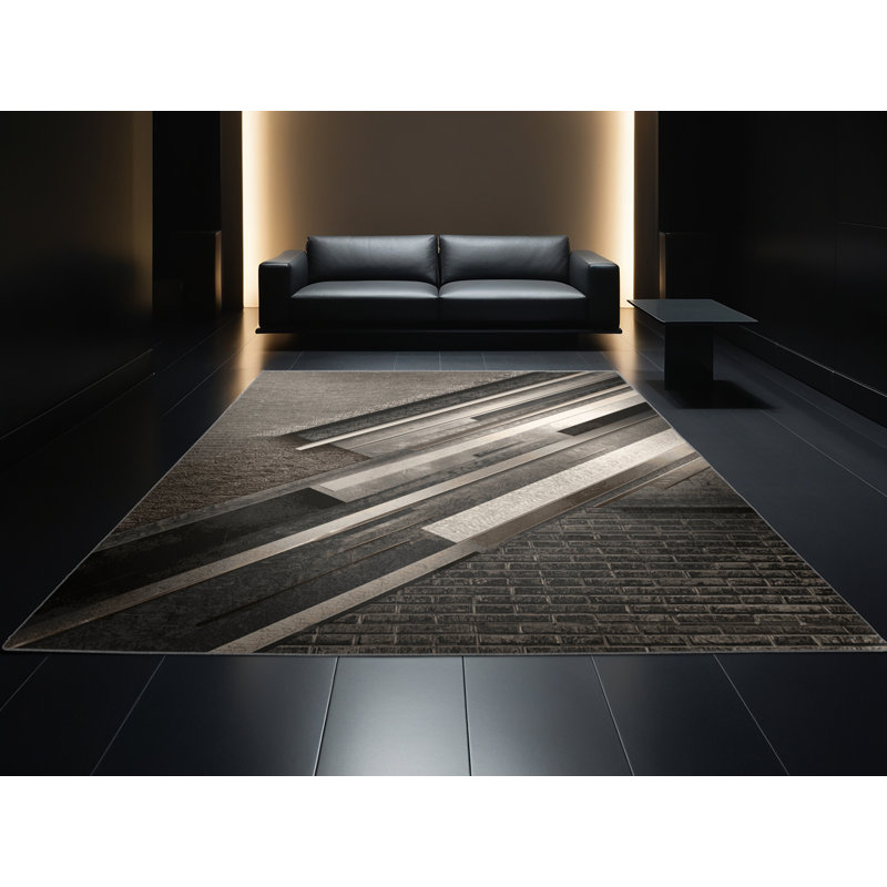 Tapis gris doux moelleux en brique industrielle Eatman, 4' Square
