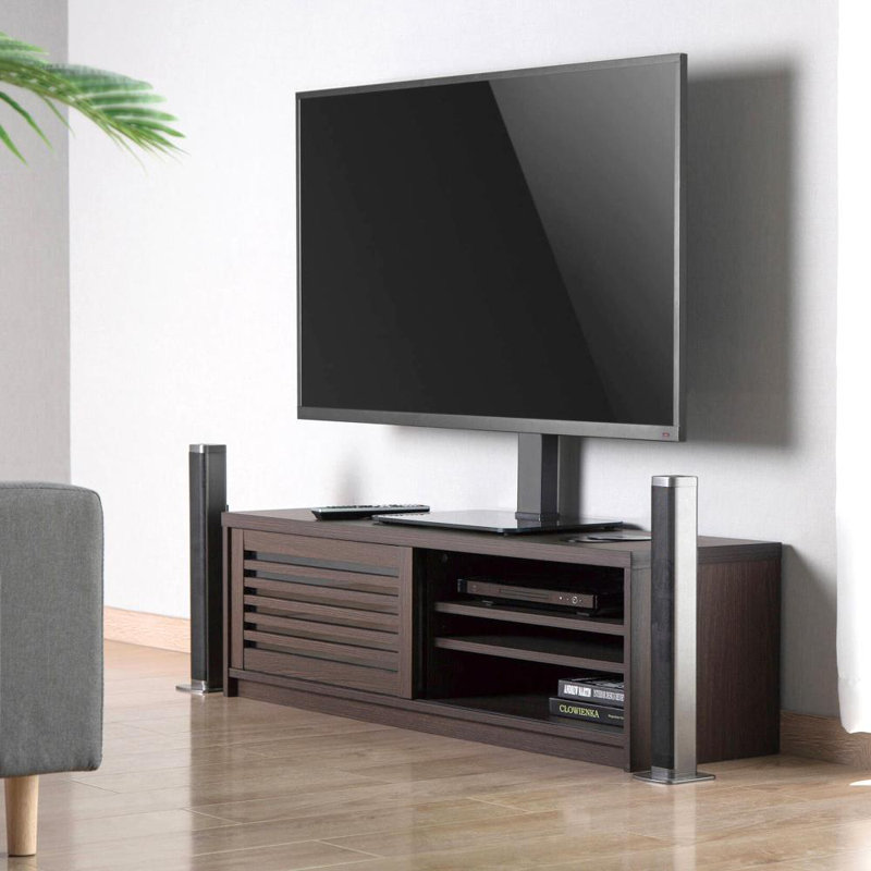 Universal Tabletop TV Stand For 37 - 70" LCD LED Smart Tvs, Swivel TV Stand– Supports Displays Up To 88 Lb, Height Adjustable Steel TV Mount Bracket, Glass Base W/ Rubber Feet By GABOR