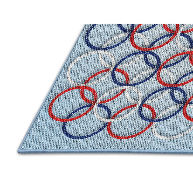 Tapis bleu à motif géométrique, Rectangle 2 pi x 3 pi