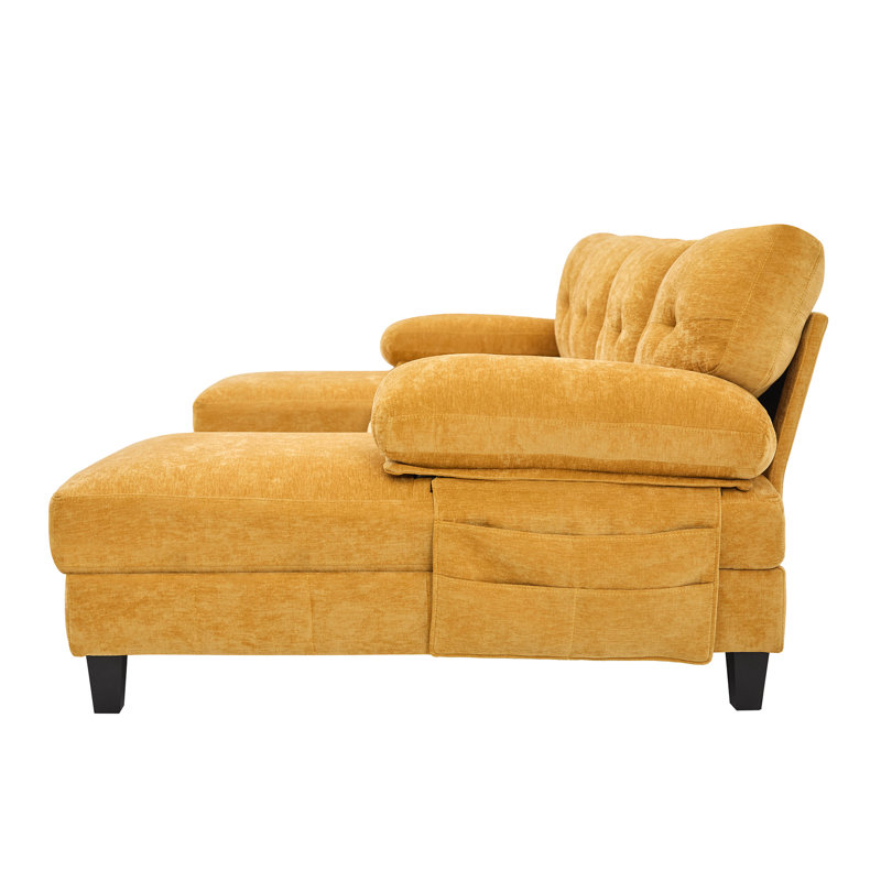 U-Shaped For Living Room Luxury And Comfort With Dual Chaise Lounges, Storage Compartments, Armrest Pillow Feature In Yellow Chenille Sectional Side Function, Soft Cushions Party Nights