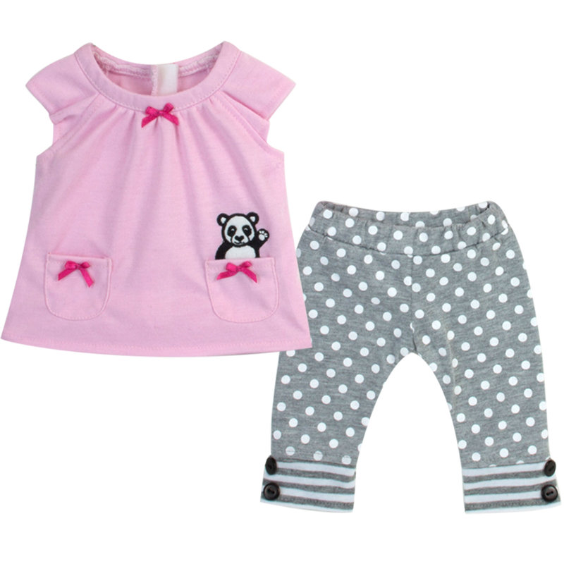 Doll Panda Bear Hooded Sweatshirt, Tunic, and Polka Dot Leggings