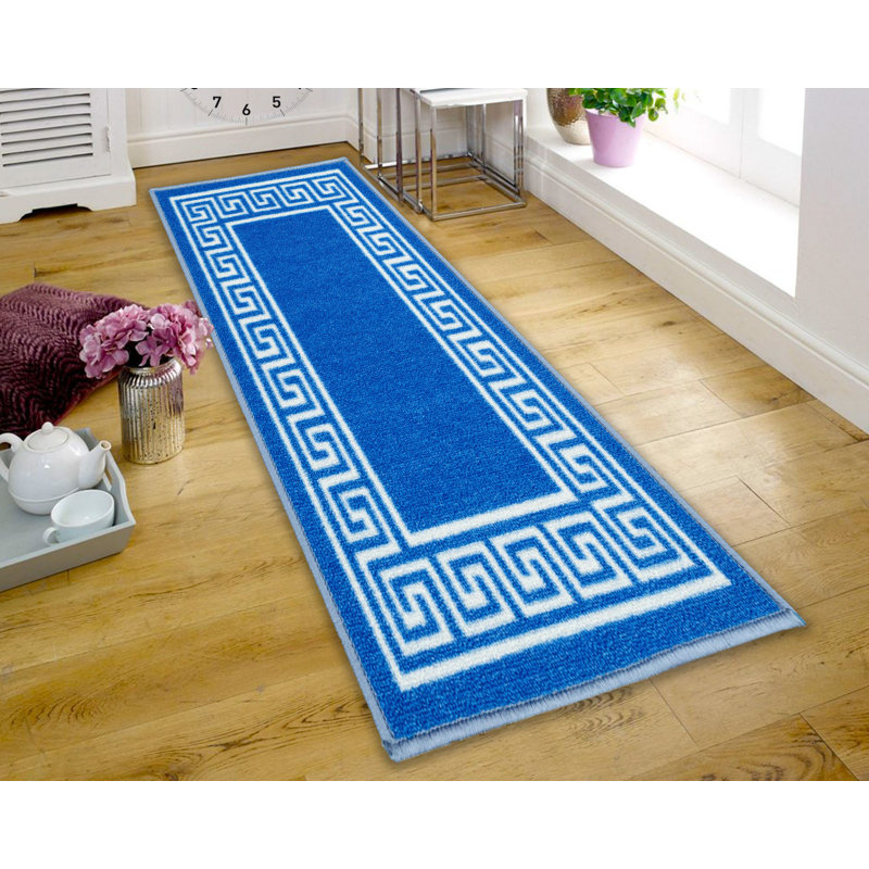 Anais Kitchen Mat, Rectangle 80 x 300cm, Blue/Cream