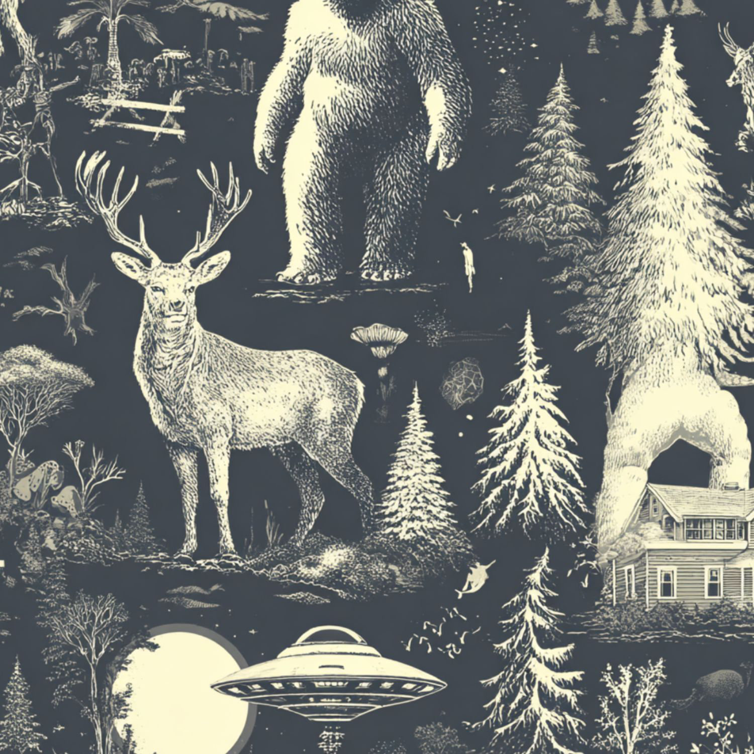 Latitude Run® Peel and Stick Wallpaper Contact Paper Sasquatch Cryptids ...