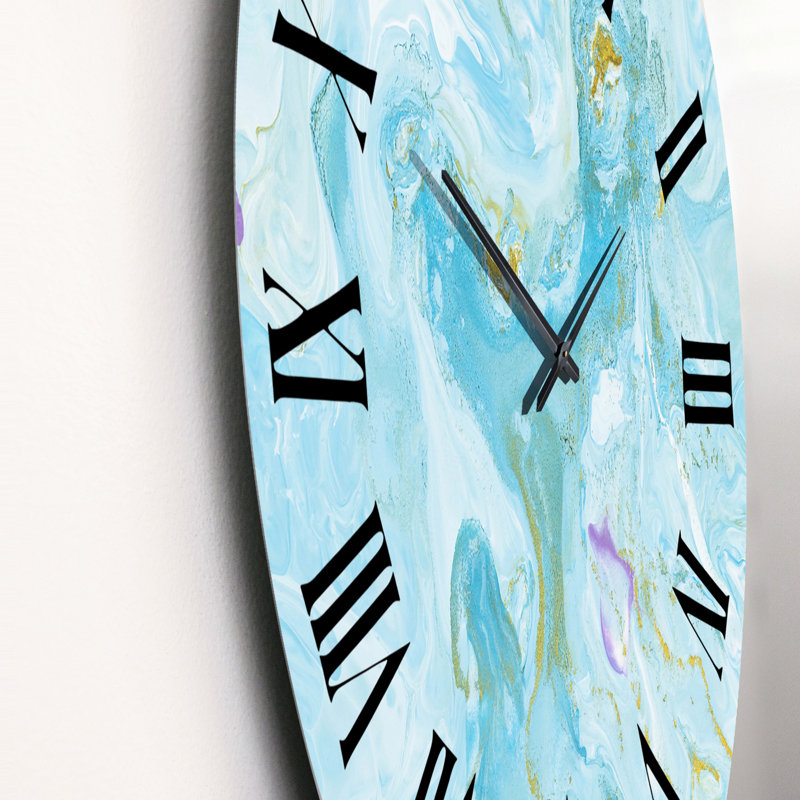 Horloge murale moderne Turquoise Marble, Surdimensionné