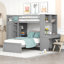 Lit mezzanine simple avec lit autonome, tablettes, bureau et garde-robe-447484478-447484479