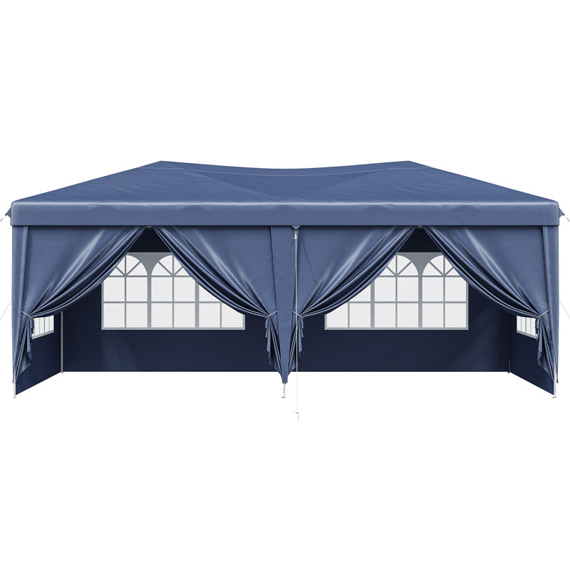 Pop Up Canopy Tent – Outdoor Shelter With Removable Sidewalls & Adjustable Height For Camping, Backyard, Blue