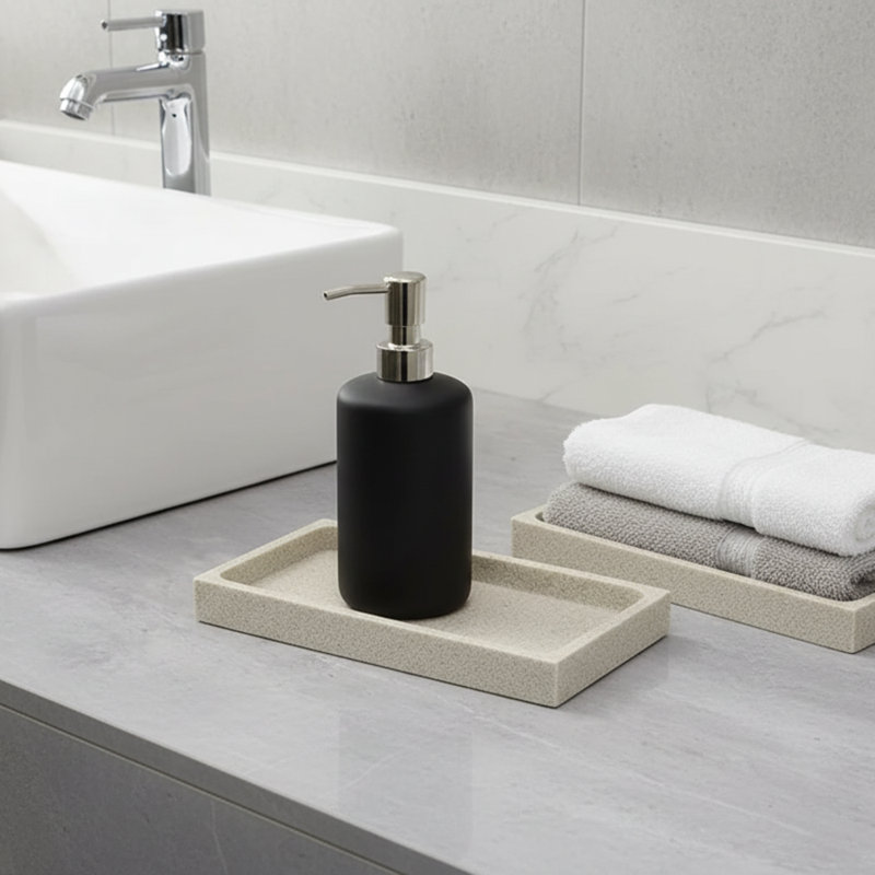 Tray - Bathroom Organizer White Small, Tan