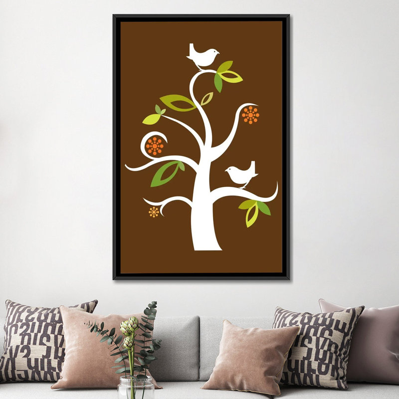 «Birds in the Tree», impression sur toile tendue, H 26 po x l 18 po x P 1,5 po, Toile avec cadre noir