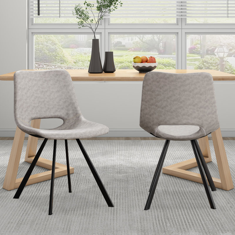 Chaise de salle à manger rembourrée en similicuir Chauer, Gris