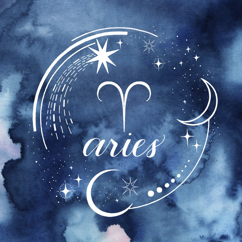 «Watercolor Astrology I» par Grace Popp - Art textuel sur toile tendue, H 30 po x l 30 po