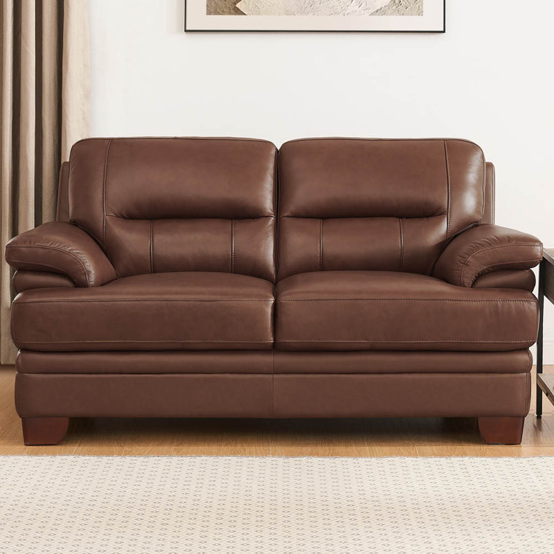 Causeuse en cuir véritable Ridhay Hufnagel, Brun