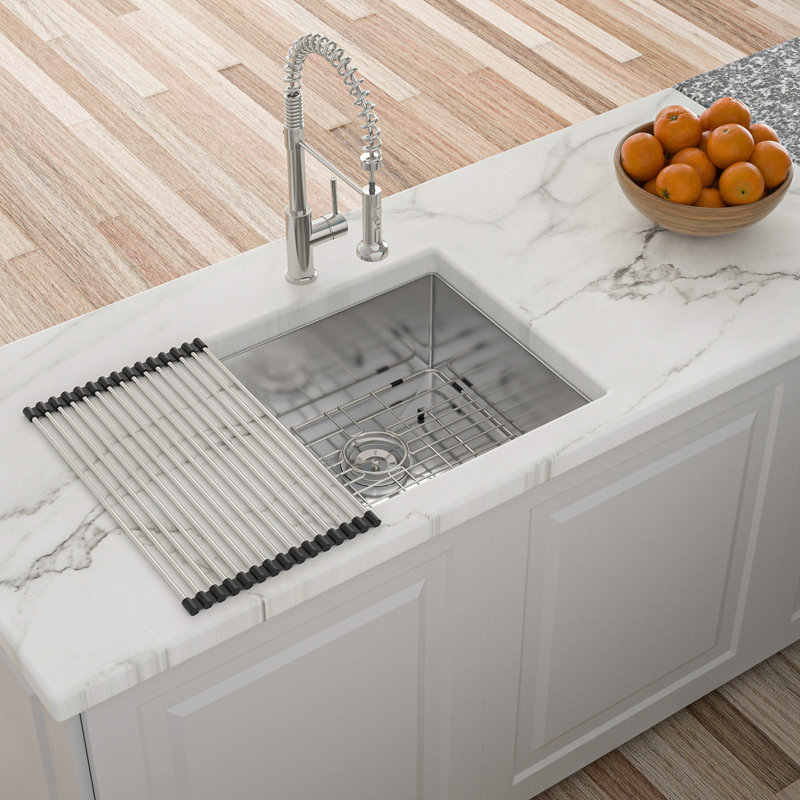 Évier de cuisine encastrable 17 po - 17 po x 19 po x 10 po - Évier de cuisine à simple cuve de calibre 16 - Bar encastré 10 po