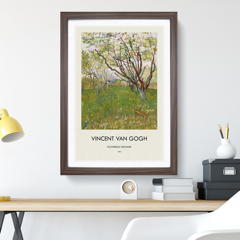Flowering Orchard by Vincent Van Gogh - Framed Print, 65cm H x 48cm W x 2cm D, Walnut Framed