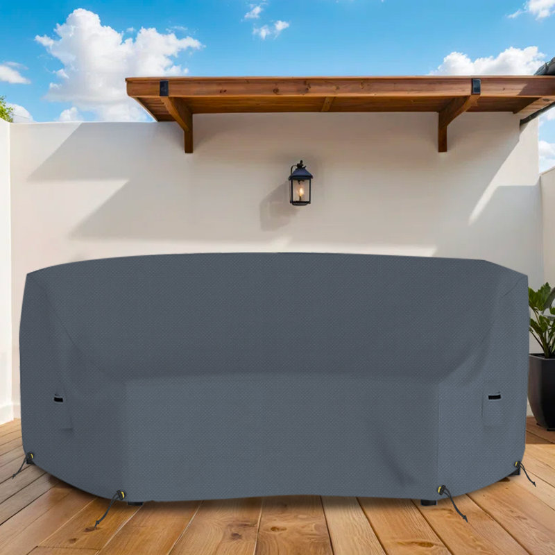 Weatherproof Patio Curved Sectional Sofa Cover, Afrahim Curved Patio Sofa Cover, Cover for Curved Sofa, Gray