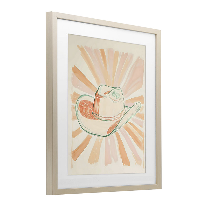 Sunburst & Cowboy Hat, impression sous verre encadrée, design par The Prints Vibe, 21 x 17