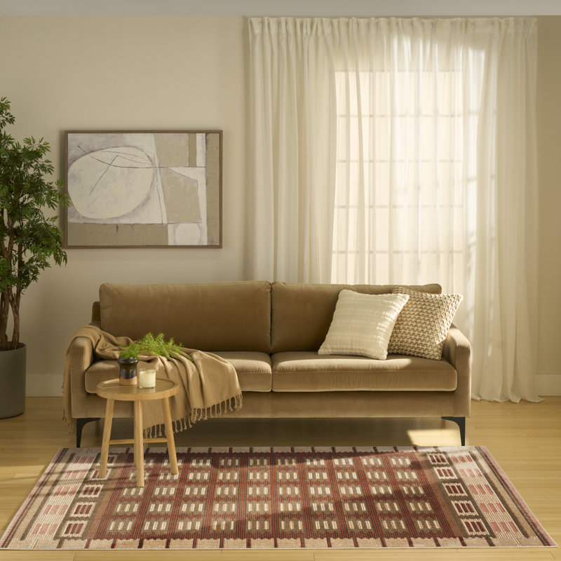 Marilo Rust Modern Indoor Rug, Rectangle 4' x 6'